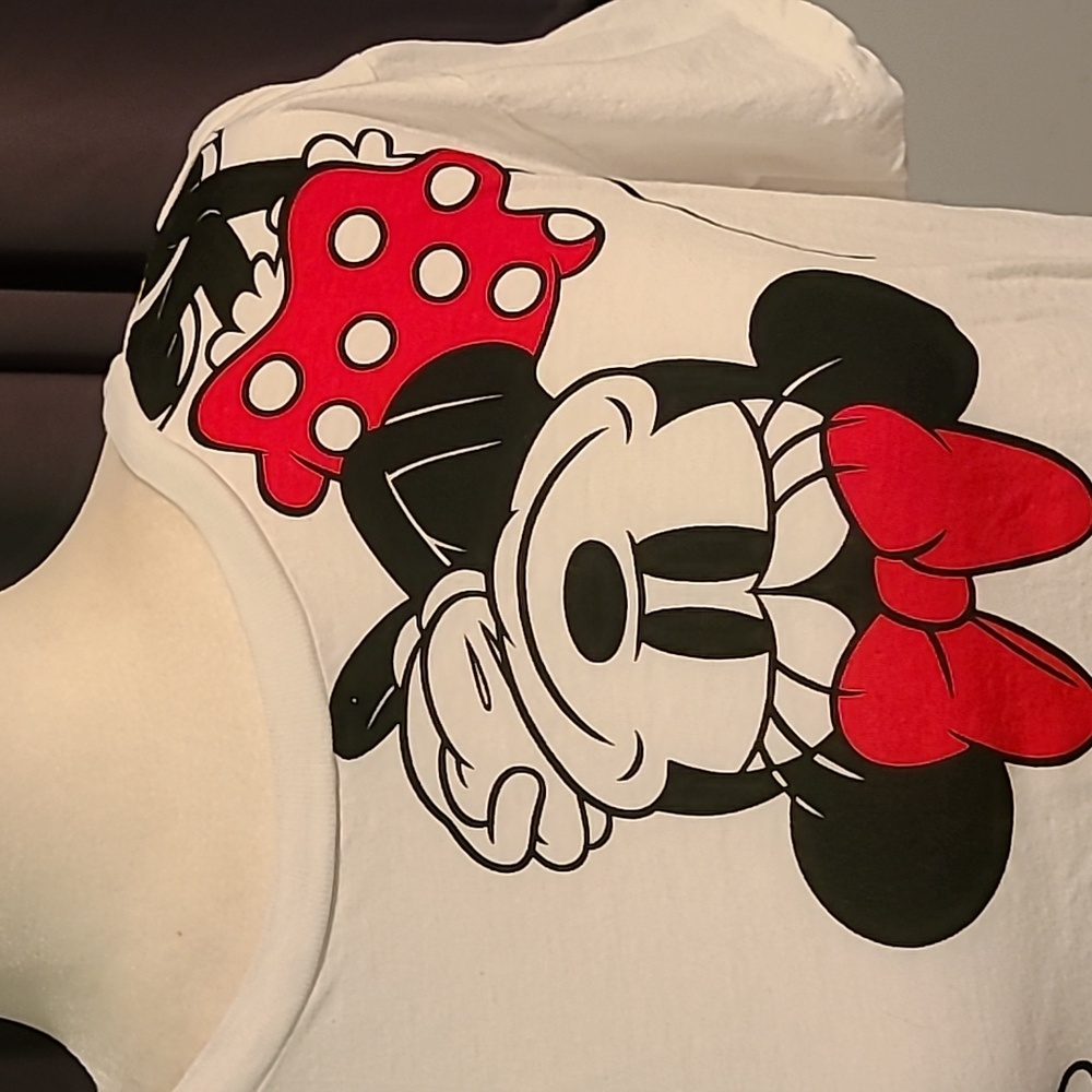 Disney Mickey and Minnie Mouse White T-Shirt - Size Large - Picture 3 of 8